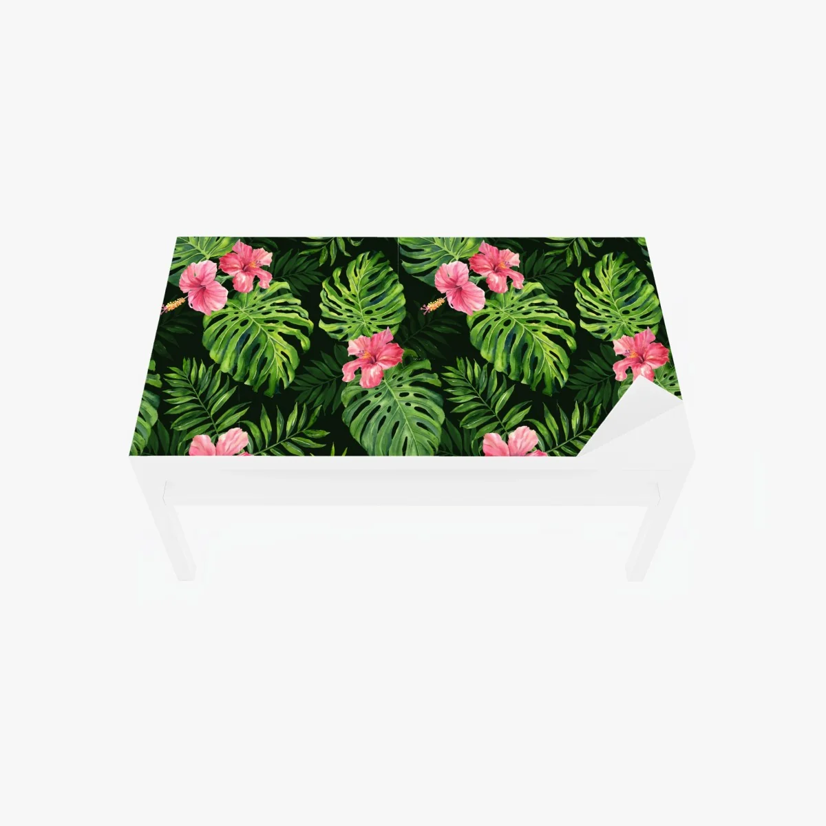 Tischaufkleber und Schreibtischaufkleber tropisches monstera- und hibiskus-motiv – Wallnifity®