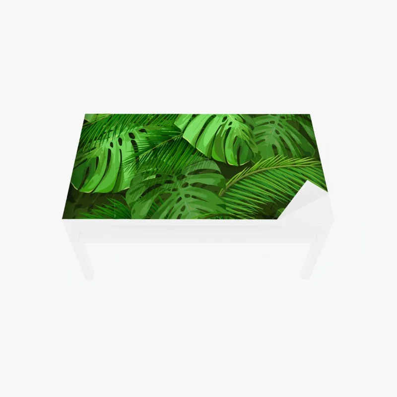 Tischaufkleber und Schreibtischaufkleber üppige tropische monstera- und palmenblätter