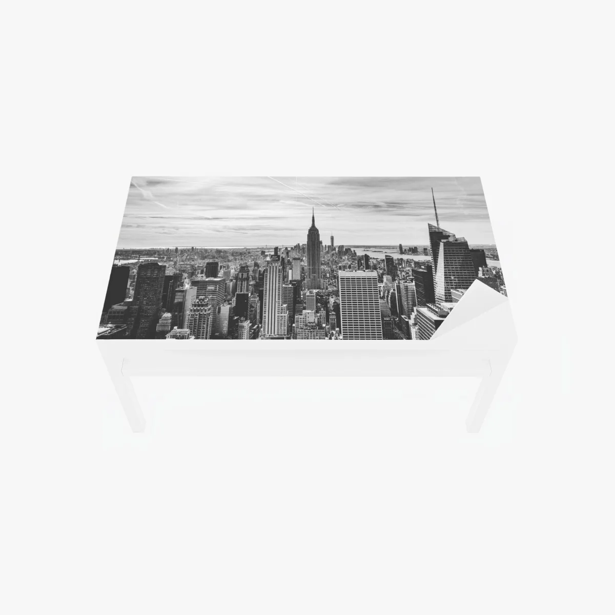 Tischaufkleber und Schreibtischaufkleber panorama von New York in graustufen – Wallnifity®