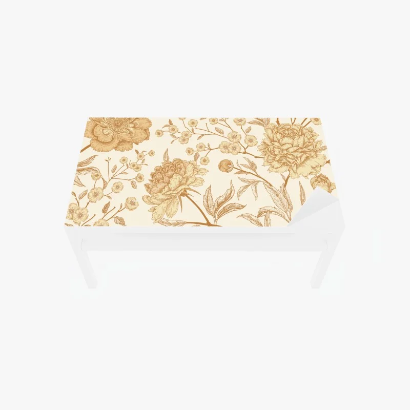Tischaufkleber und Schreibtischaufkleber vintage beiges blumenmuster mit pfingstrosen