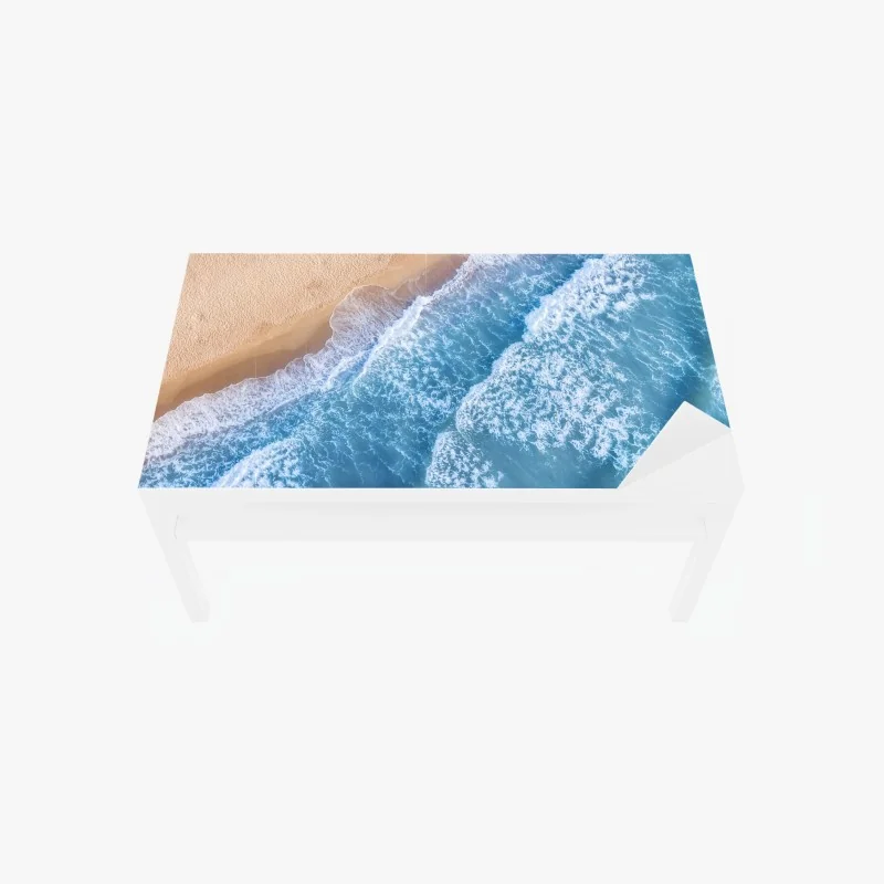 Tischaufkleber und Schreibtischaufkleber luftaufnahme türkiser wellen an sandigem strand