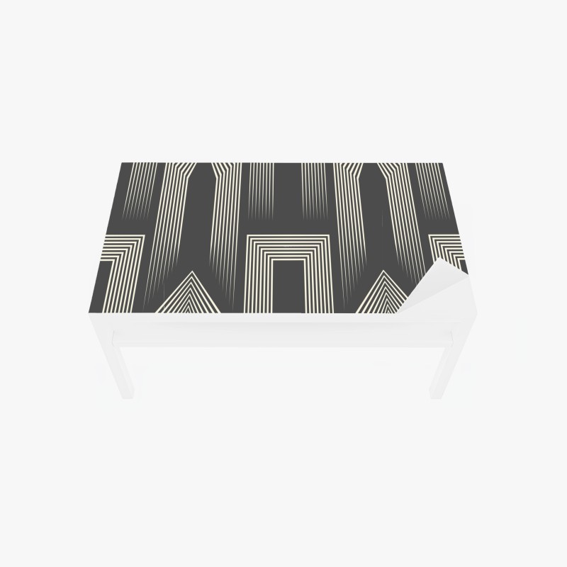 Tischaufkleber und Schreibtischaufkleber geometrisches art-deco-muster in grau und beige