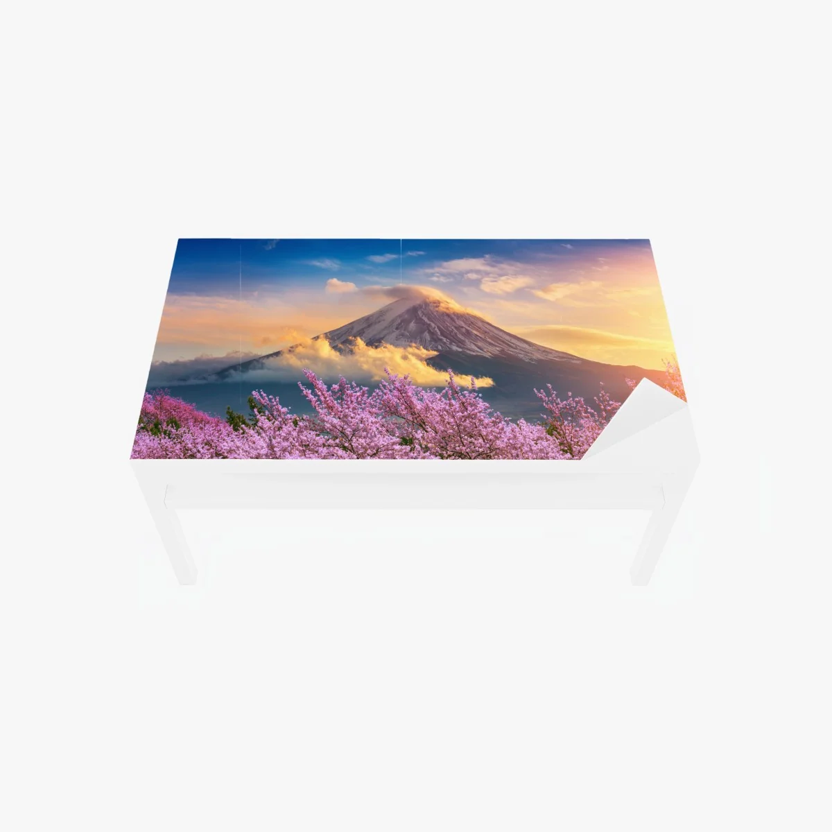 Tischaufkleber und Schreibtischaufkleber Berg Fuji mit blühenden kirschblüten bei sonnenaufgang – Wallnifity®