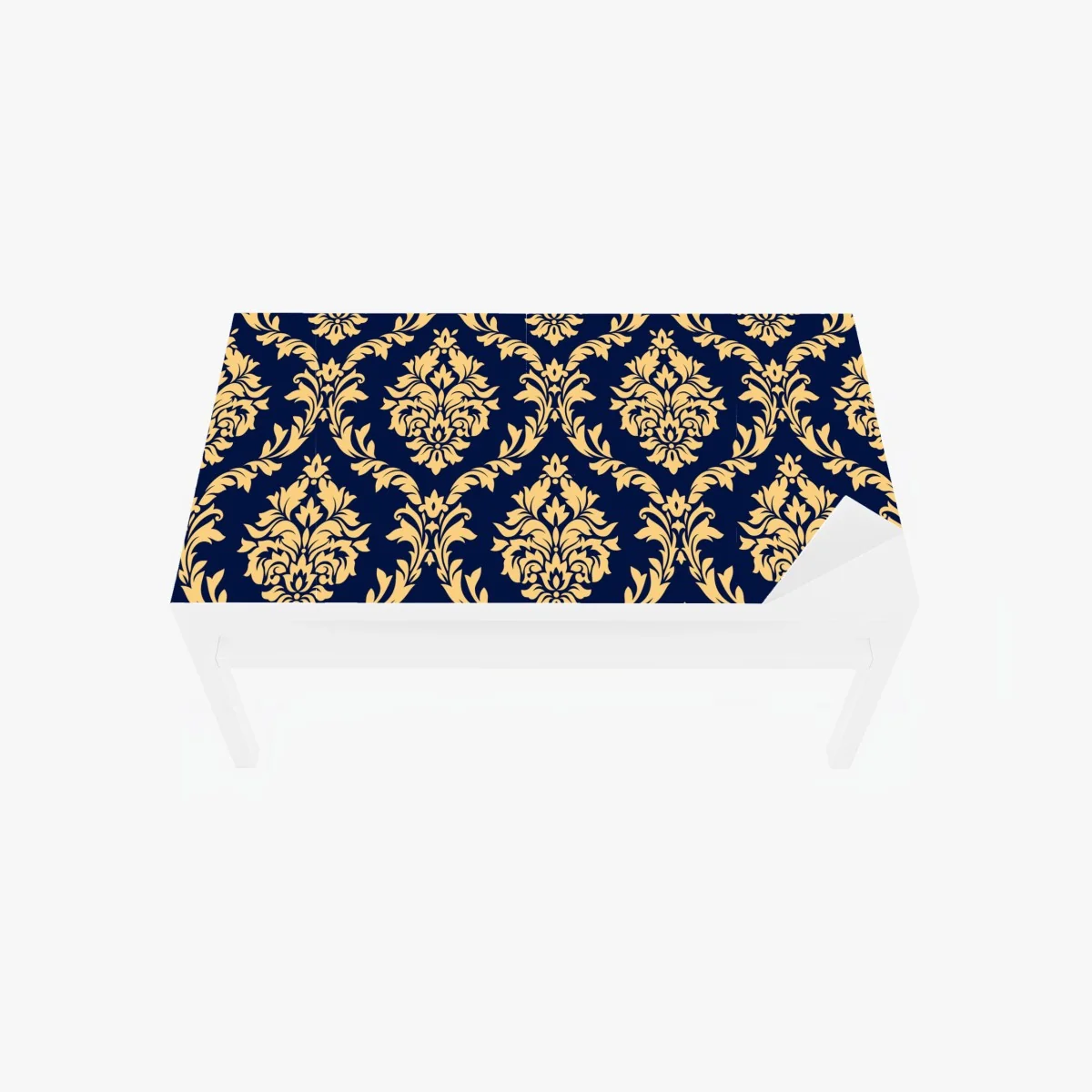 Tischaufkleber und Schreibtischaufkleber elegantes goldenes damastmuster auf tiefblauem hintergrund – Wallnifity® Tischaufkleber und Schreibtischaufkleber elegantes goldenes damastmuster auf tiefblauem hintergrund – Wallnifity®