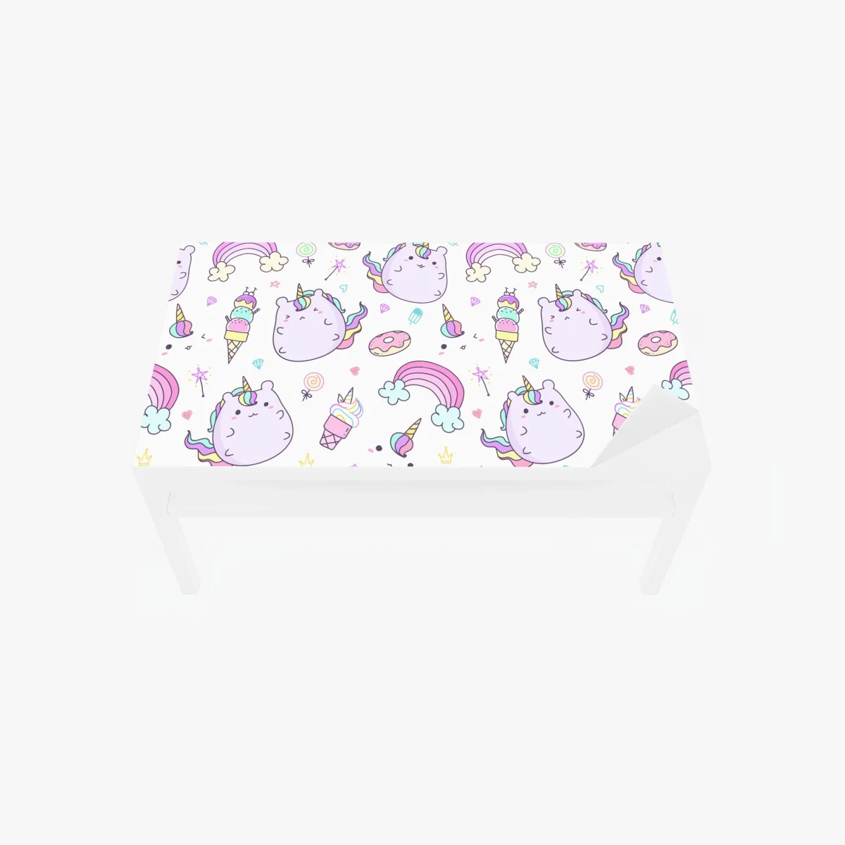 Tischaufkleber und Schreibtischaufkleber verspieltes pastell-einhorn-katzenmuster – Wallnifity® Tischaufkleber und Schreibtischaufkleber verspieltes pastell-einhorn-katzenmuster – Wallnifity®