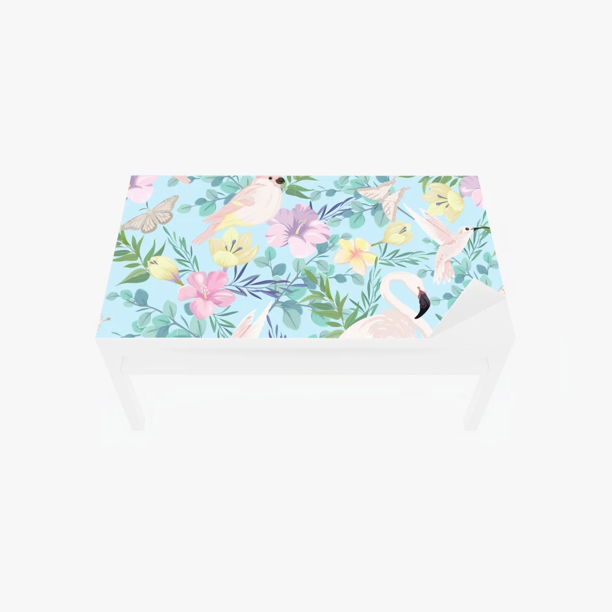 Tischaufkleber und Schreibtischaufkleber pastell tropisches vögel- und blumenmuster – Wallnifity® Tischaufkleber und Schreibtischaufkleber pastell tropisches vögel- und blumenmuster – Wallnifity®