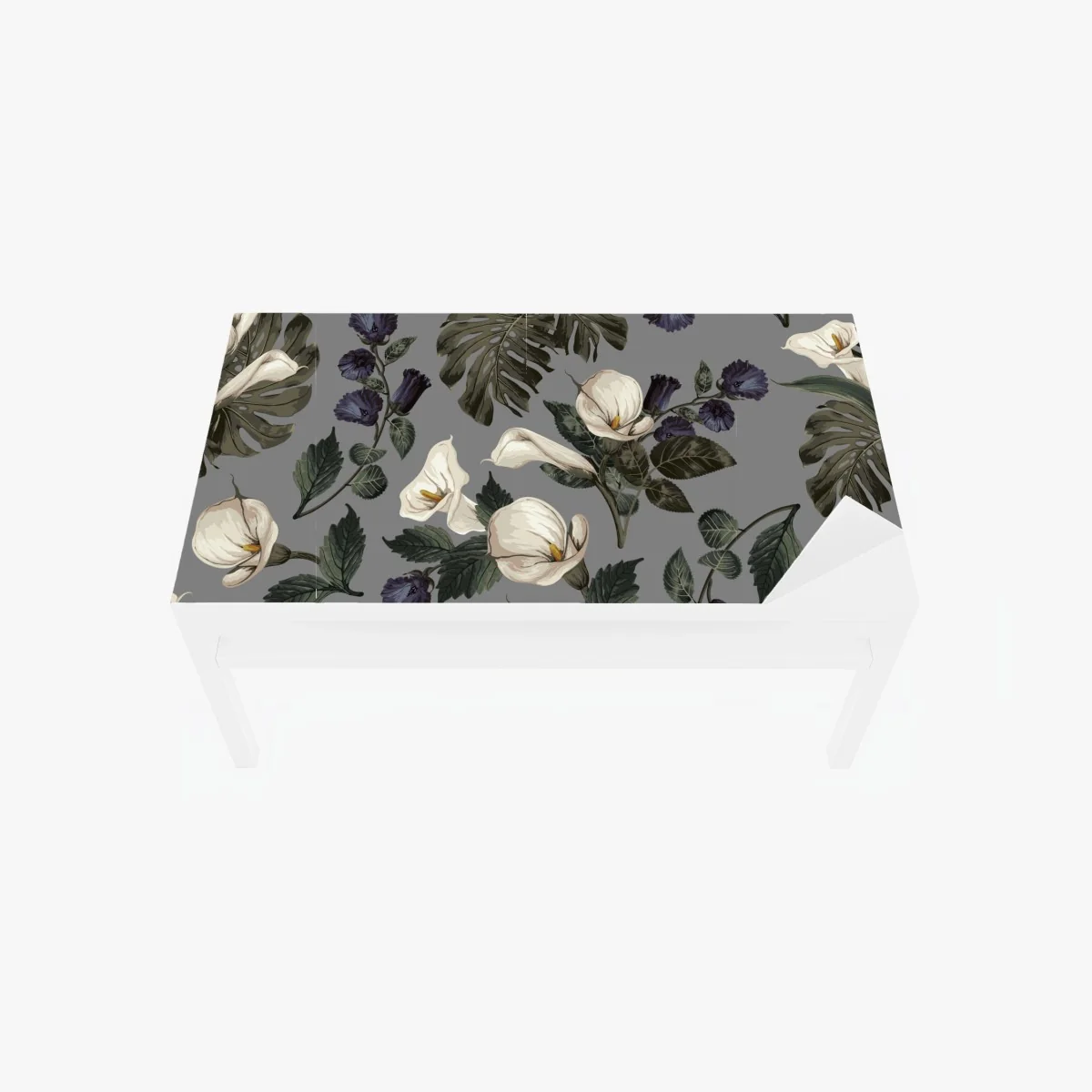 Tischaufkleber und Schreibtischaufkleber vintage calla blumenmuster auf grauem hintergrund – Wallnifity® Tischaufkleber und Schreibtischaufkleber vintage calla blumenmuster auf grauem hintergrund – Wallnifity®