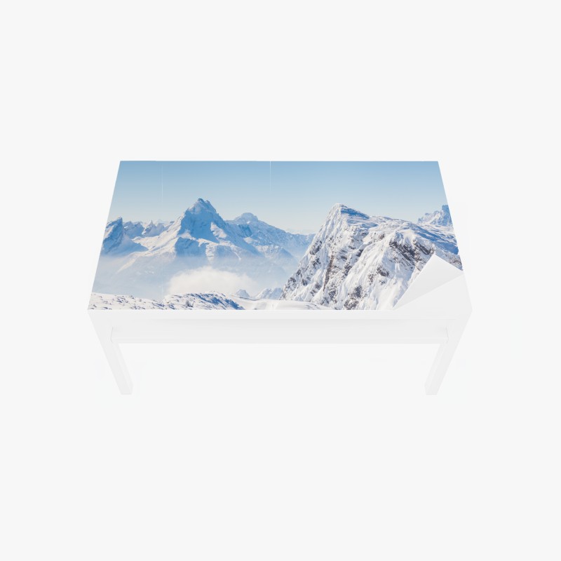 Tischaufkleber und Schreibtischaufkleber ruhige panorama verschneiter berge