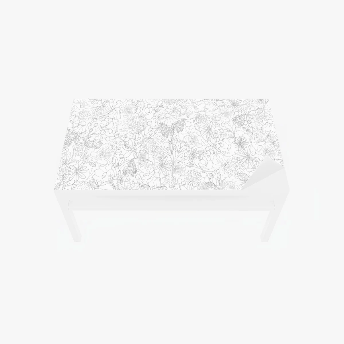 Tischaufkleber und Schreibtischaufkleber zartes handgezeichnetes blumenlinienmuster – Wallnifity®