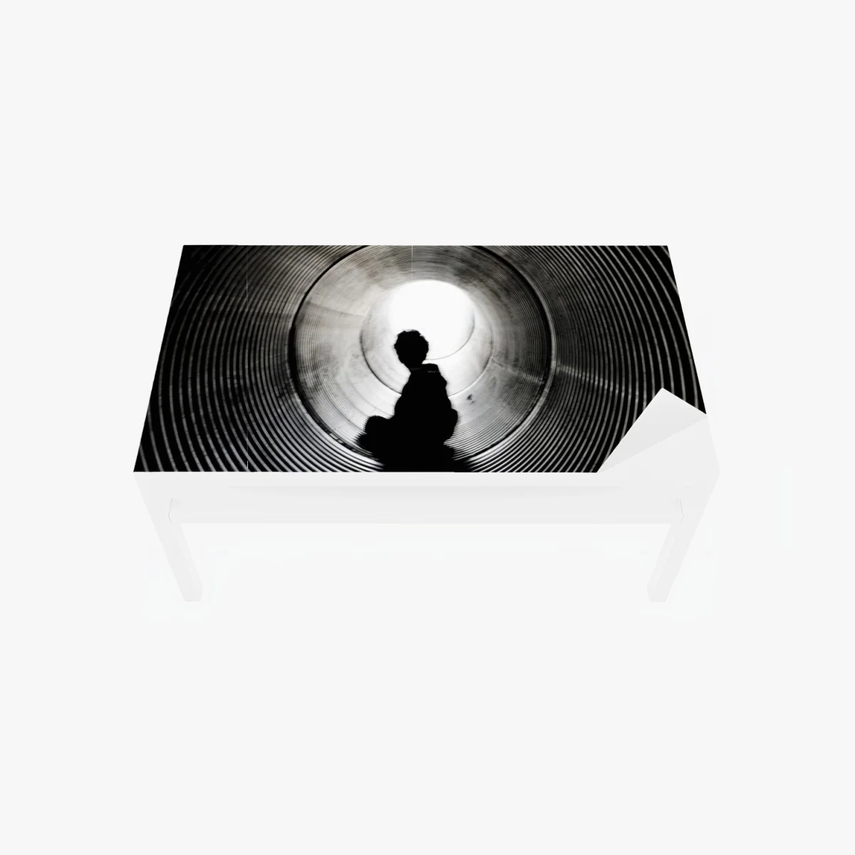 Tischaufkleber und Schreibtischaufkleber silhouette in einem spiraltunnel – Wallnifity® Tischaufkleber und Schreibtischaufkleber silhouette in einem spiraltunnel – Wallnifity®