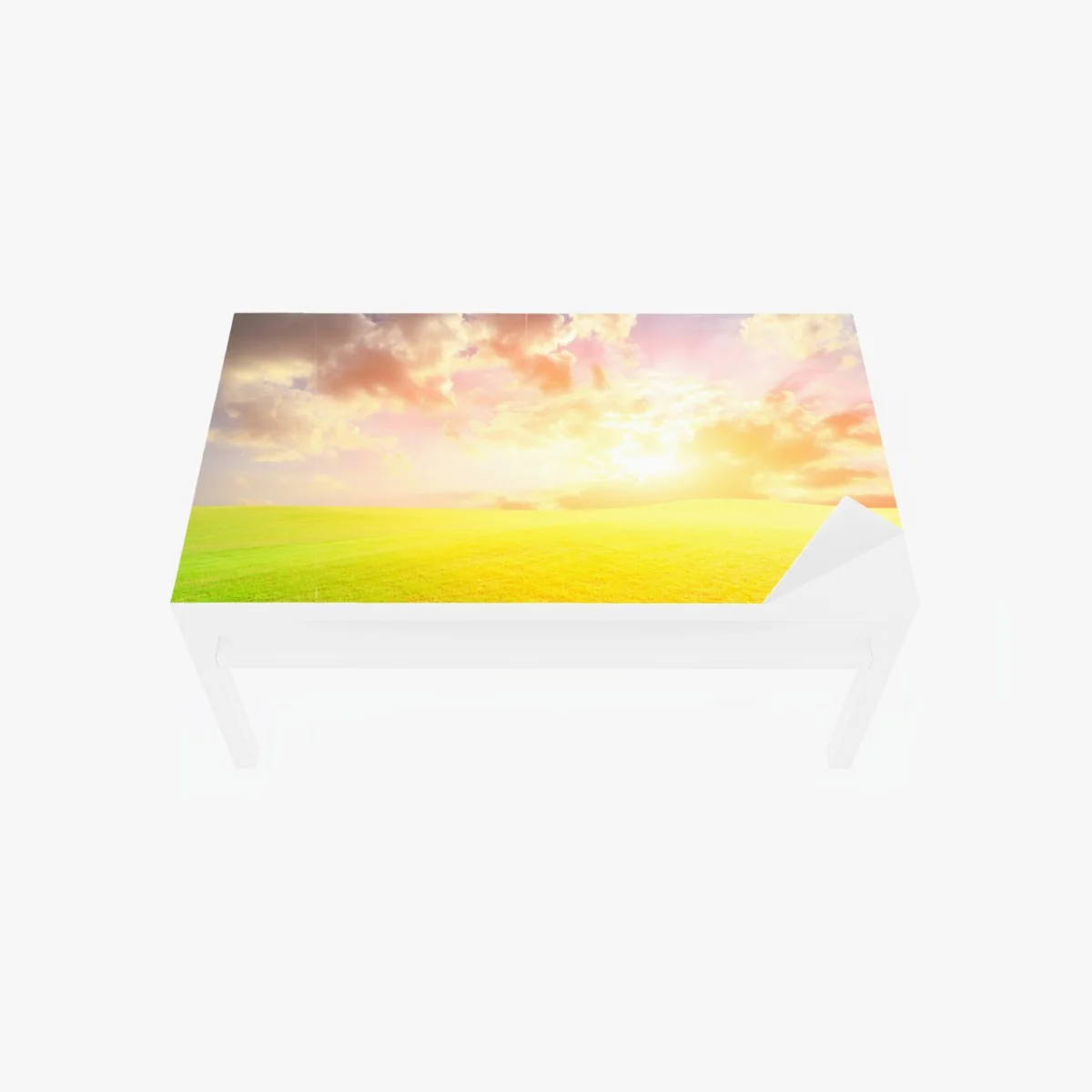 Tischaufkleber und Schreibtischaufkleber sonnenbeschienene wiese bei sonnenuntergang – Wallnifity®