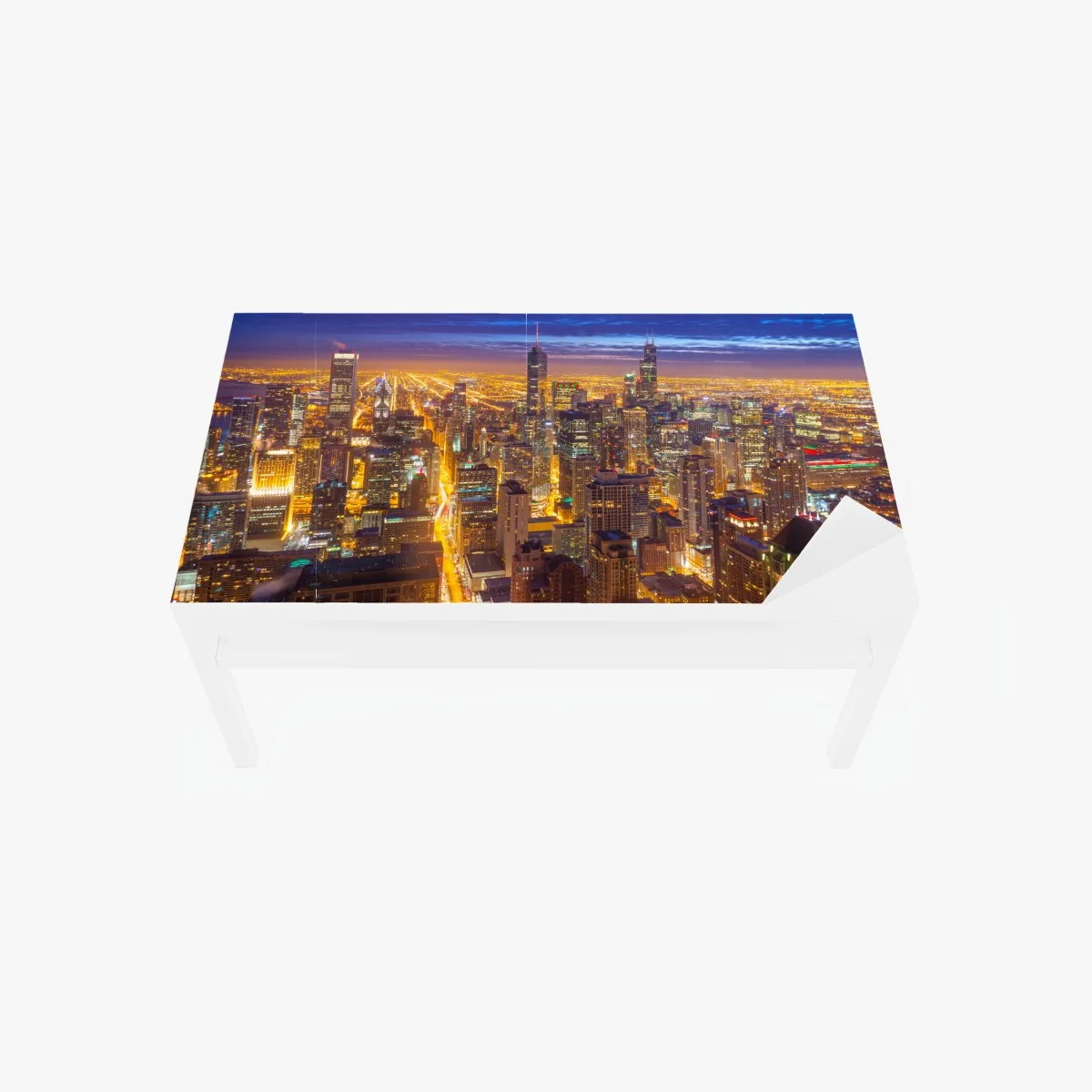 Tischaufkleber und Schreibtischaufkleber Chicago nächtliche skyline panorama – Wallnifity® Tischaufkleber und Schreibtischaufkleber Chicago nächtliche skyline panorama – Wallnifity®