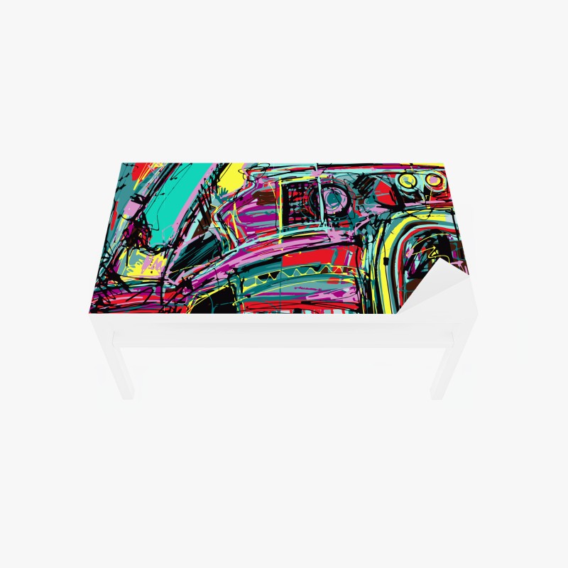 Tischaufkleber und Schreibtischaufkleber tropisches muster mit rosa hibiskus – Wallnifity®