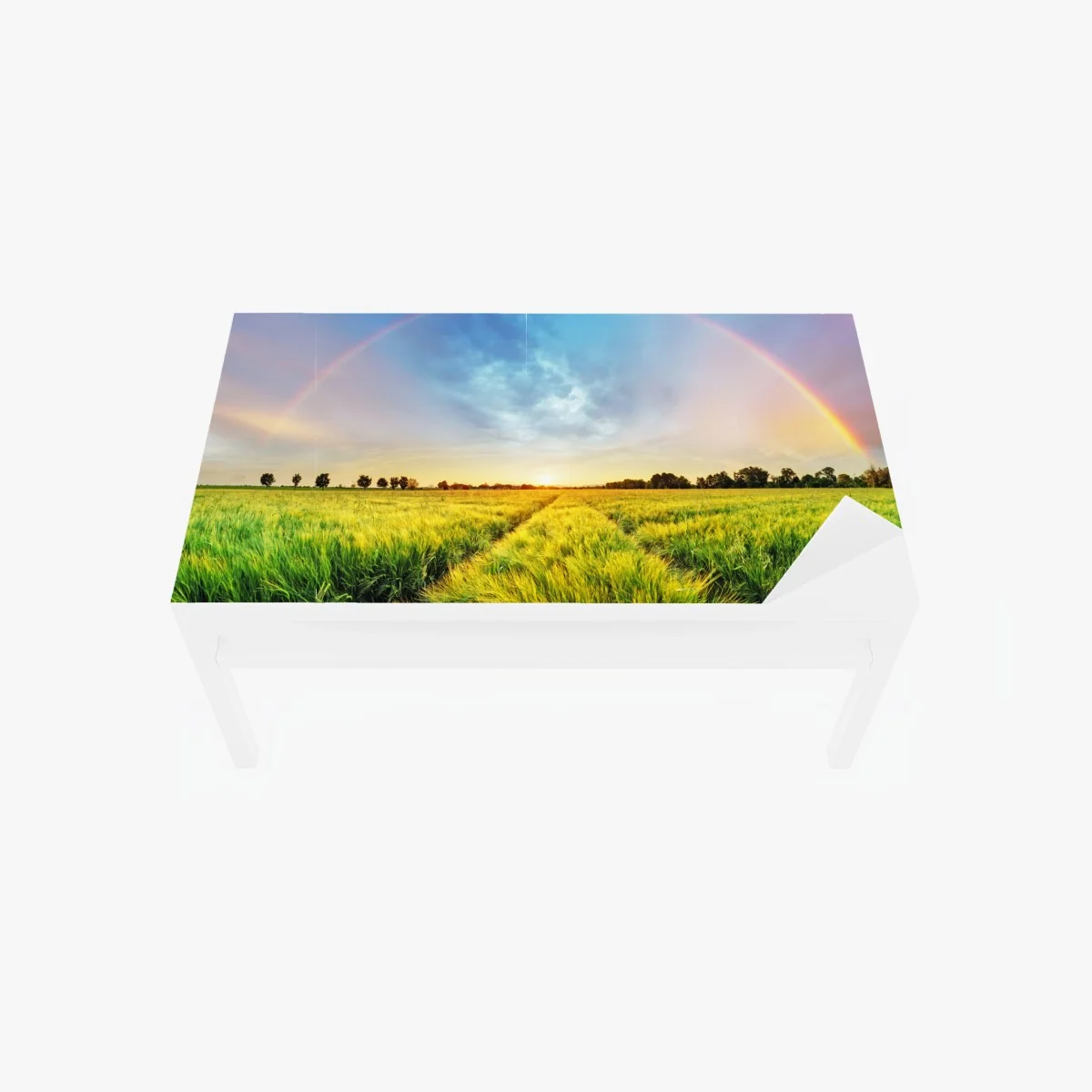 Tischaufkleber und Schreibtischaufkleber regenbogen über goldenem weizenfeld bei sonnenuntergang – Wallnifity® Tischaufkleber und Schreibtischaufkleber regenbogen über goldenem weizenfeld bei sonnenuntergang – Wallnifity®