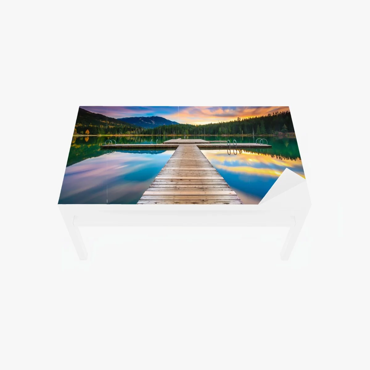 Tischaufkleber und Schreibtischaufkleber ruhiger bergsee im sonnenuntergang – Wallnifity®