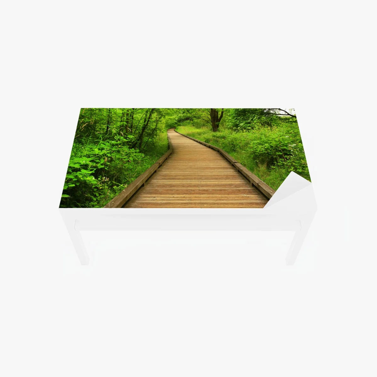 Tischaufkleber und Schreibtischaufkleber ruhiger holzsteg im wald – Wallnifity®