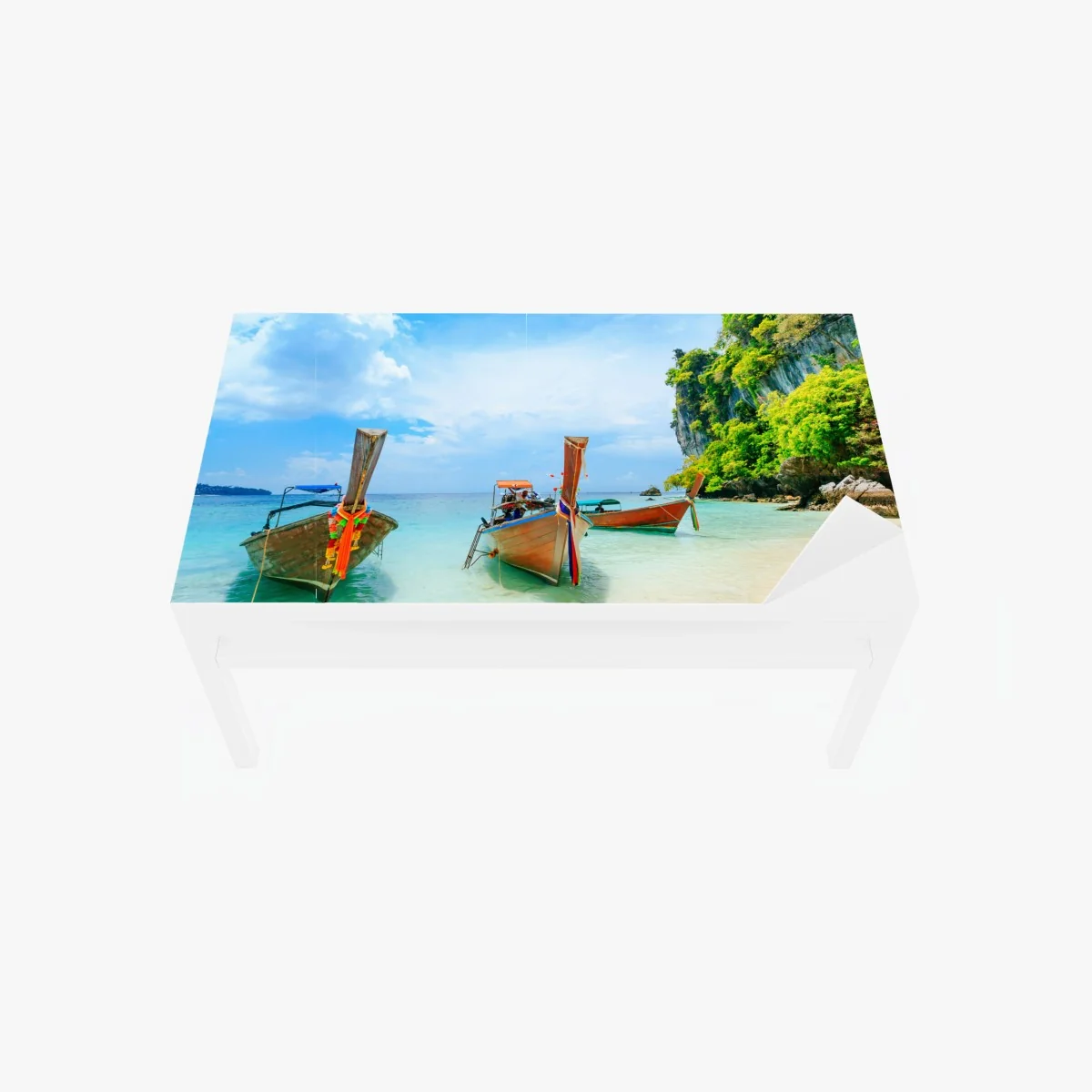 Tischaufkleber und Schreibtischaufkleber longtail-boote am türkisfarbenen strand von Phuket – Wallnifity® Tischaufkleber und Schreibtischaufkleber longtail-boote am türkisfarbenen strand von Phuket – Wallnifity®