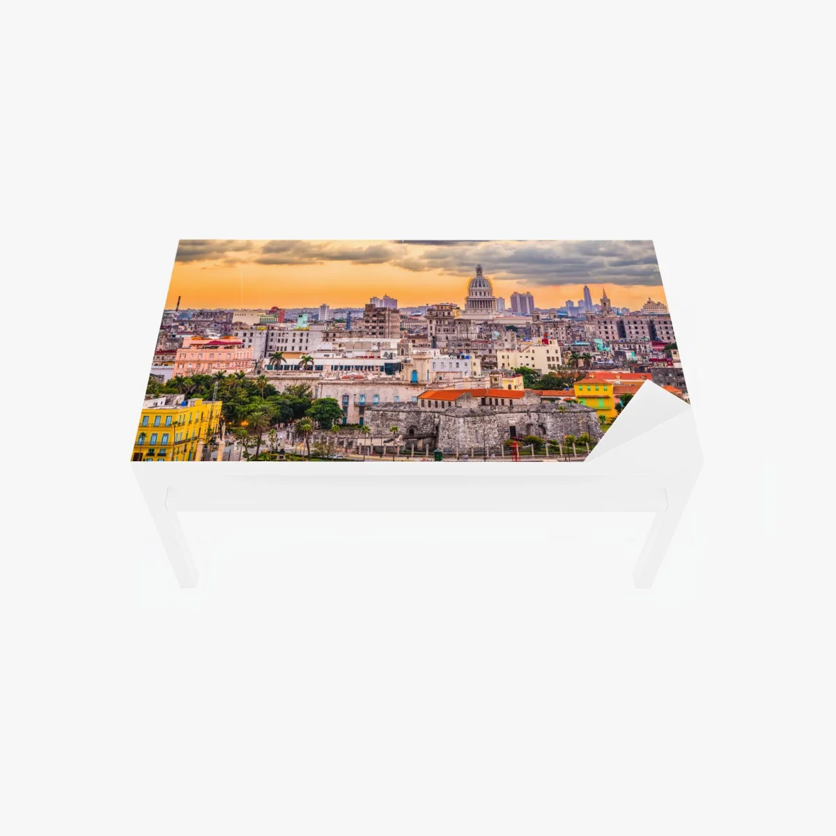 Tischaufkleber und Schreibtischaufkleber Havanna skyline bei sonnenuntergang – Wallnifity® Tischaufkleber und Schreibtischaufkleber Havanna skyline bei sonnenuntergang – Wallnifity®