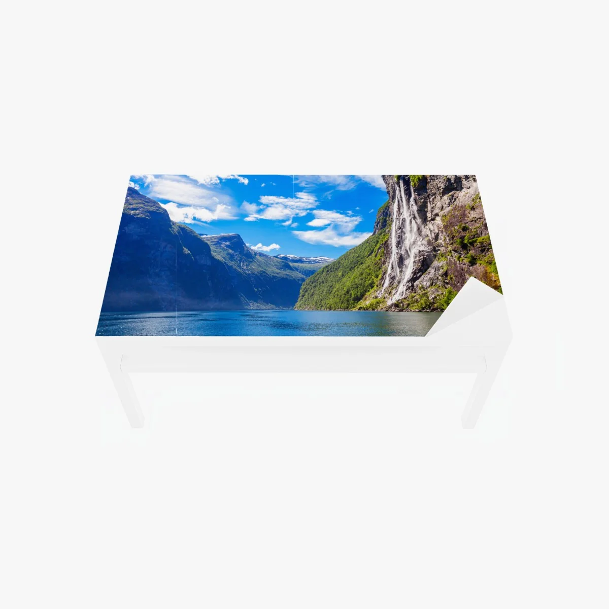 Tischaufkleber und Schreibtischaufkleber seven sisters wasserfall am Geirangerfjord – Wallnifity®