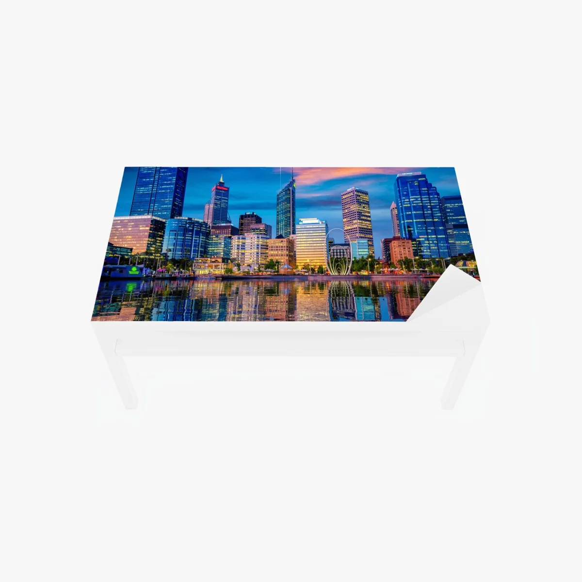 Tischaufkleber und Schreibtischaufkleber Perth skyline bei sonnenuntergang – Wallnifity® Tischaufkleber und Schreibtischaufkleber Perth skyline bei sonnenuntergang – Wallnifity®