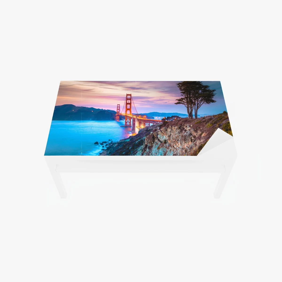 Tischaufkleber und Schreibtischaufkleber Golden Gate Bridge bei dämmerung – Wallnifity® Tischaufkleber und Schreibtischaufkleber Golden Gate Bridge bei dämmerung – Wallnifity®