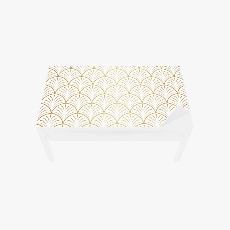 Tischaufkleber und Schreibtischaufkleber goldenes art deco fächermuster