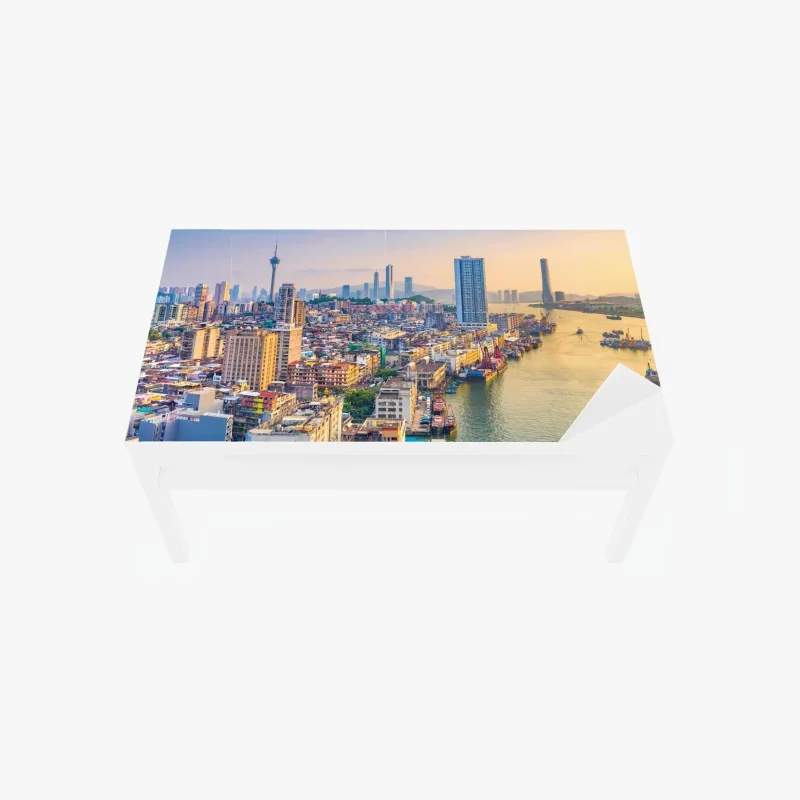 Tischaufkleber und Schreibtischaufkleber Macau skyline bei sonnenuntergang