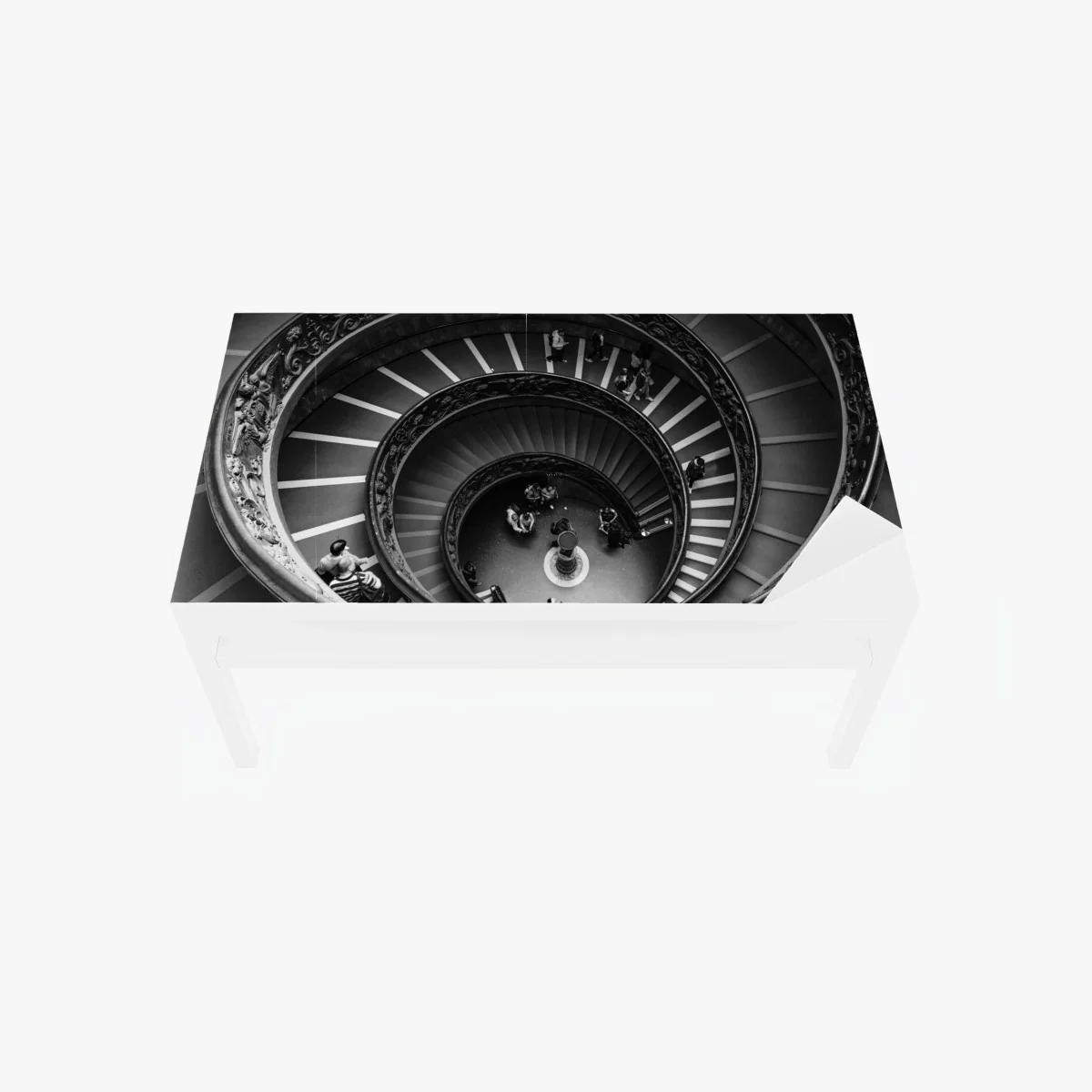 Tischaufkleber und Schreibtischaufkleber dramatische spiraltreppe in monochrom – Wallnifity® Tischaufkleber und Schreibtischaufkleber dramatische spiraltreppe in monochrom – Wallnifity®