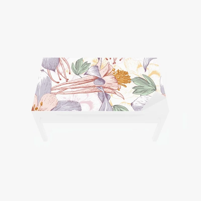 Tischaufkleber und Schreibtischaufkleber zarte pastellblumen im botanischen stil