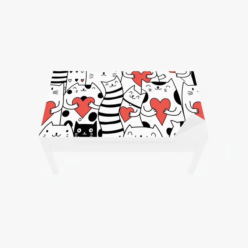 Tischaufkleber und Schreibtischaufkleber süße katzen mit herzen muster