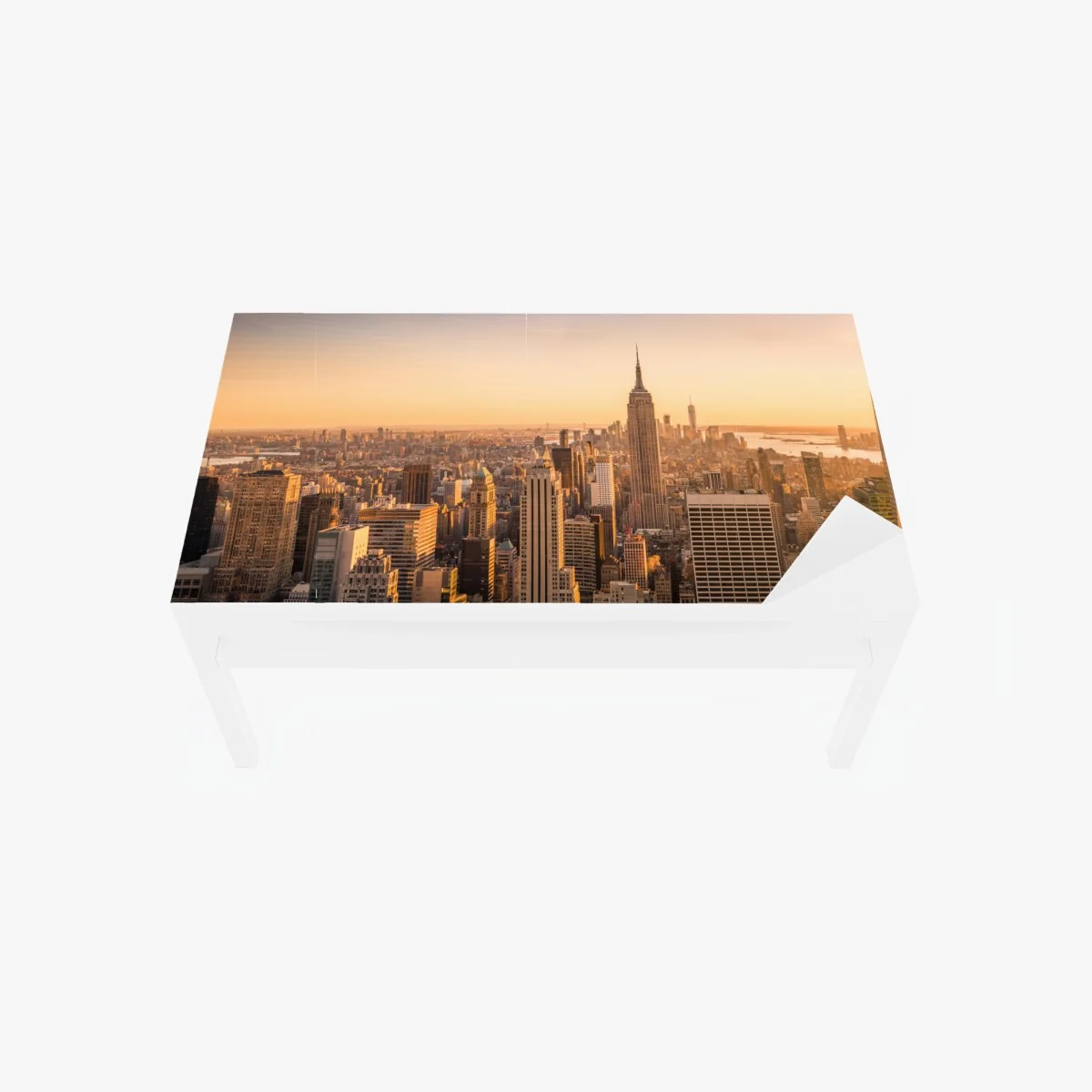 Tischaufkleber und Schreibtischaufkleber goldener sonnenuntergang über der skyline von New York – Wallnifity®