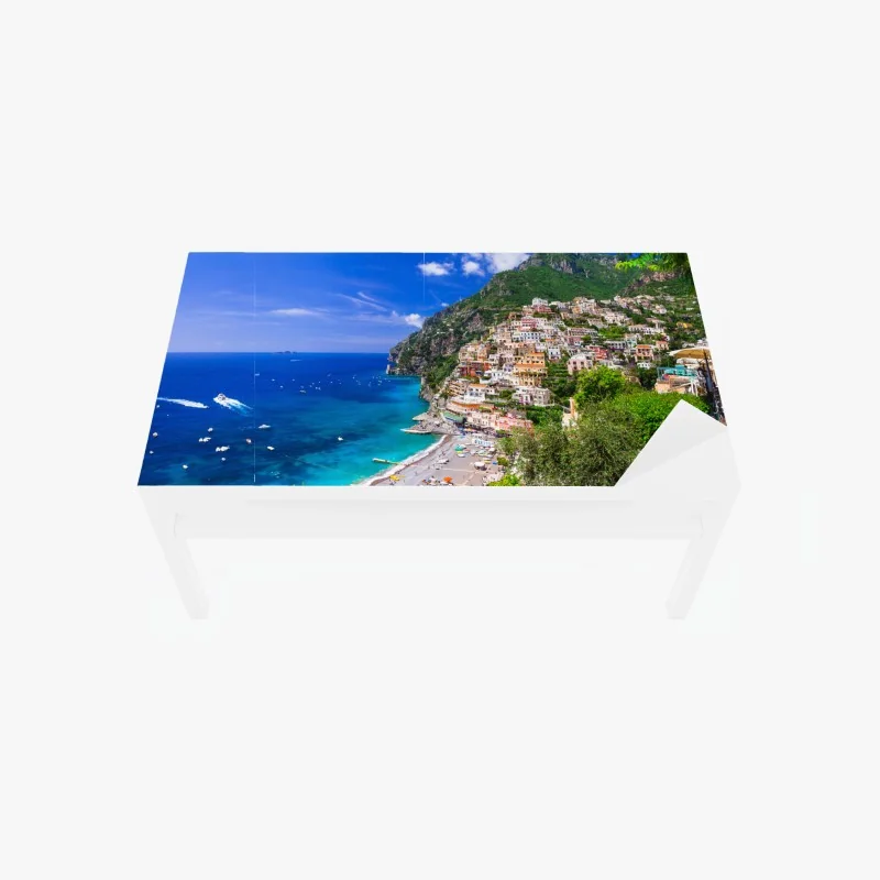 Tischaufkleber und Schreibtischaufkleber sonnige panoramaaufnahme von Positano an der Amalfiküste