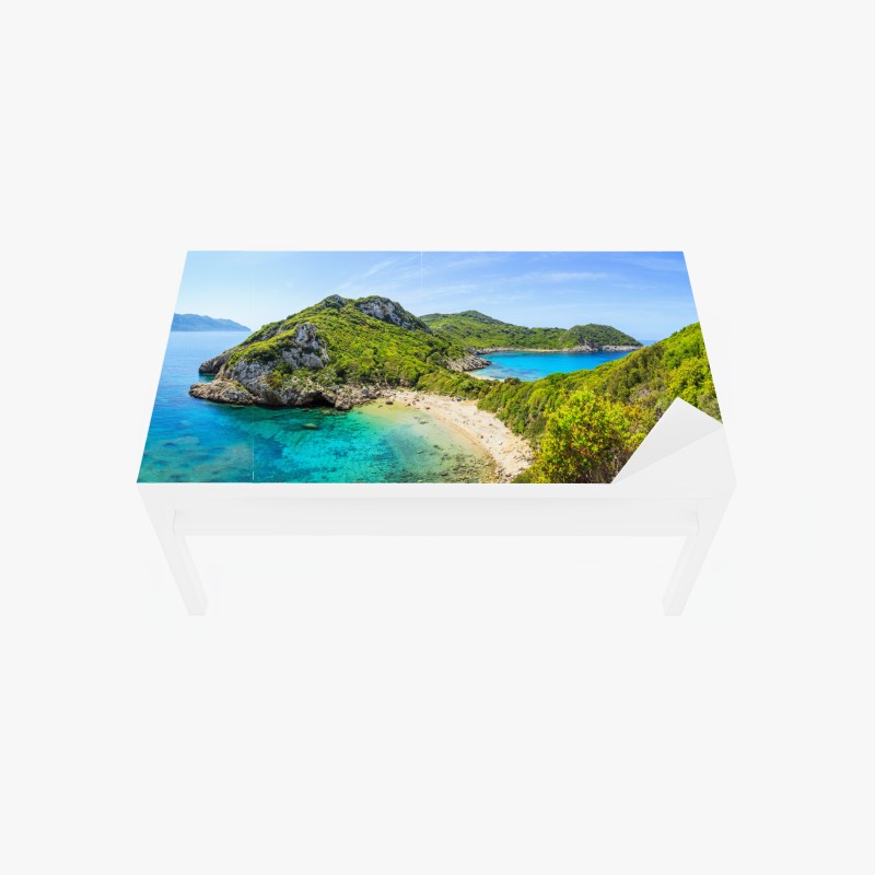 Tischaufkleber und Schreibtischaufkleber tropische türkisfarbene bucht panorama – Wallnifity®