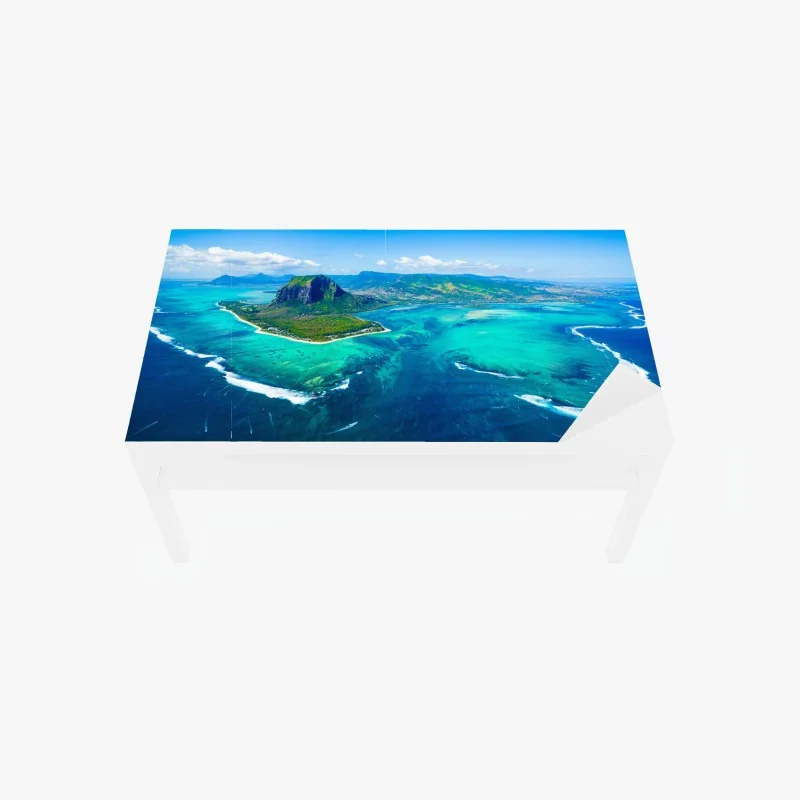 Tischaufkleber und Schreibtischaufkleber panorama Le Morne über der lagune von Mauritius