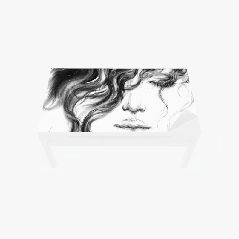 Tischaufkleber und Schreibtischaufkleber ätherisches monochromes porträt