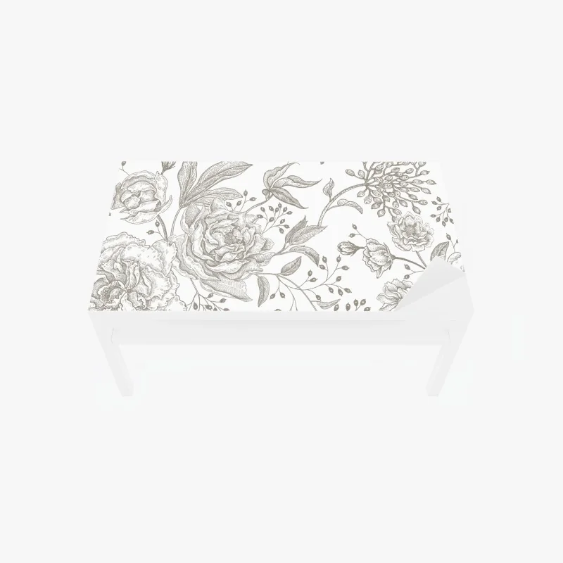 Tischaufkleber und Schreibtischaufkleber zartes botanisches blumenmuster im vintage-stil