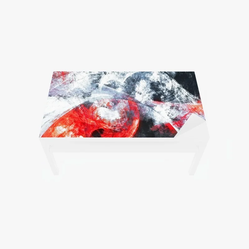 Tischaufkleber und Schreibtischaufkleber dynamische rote und weiße abstrakte komposition