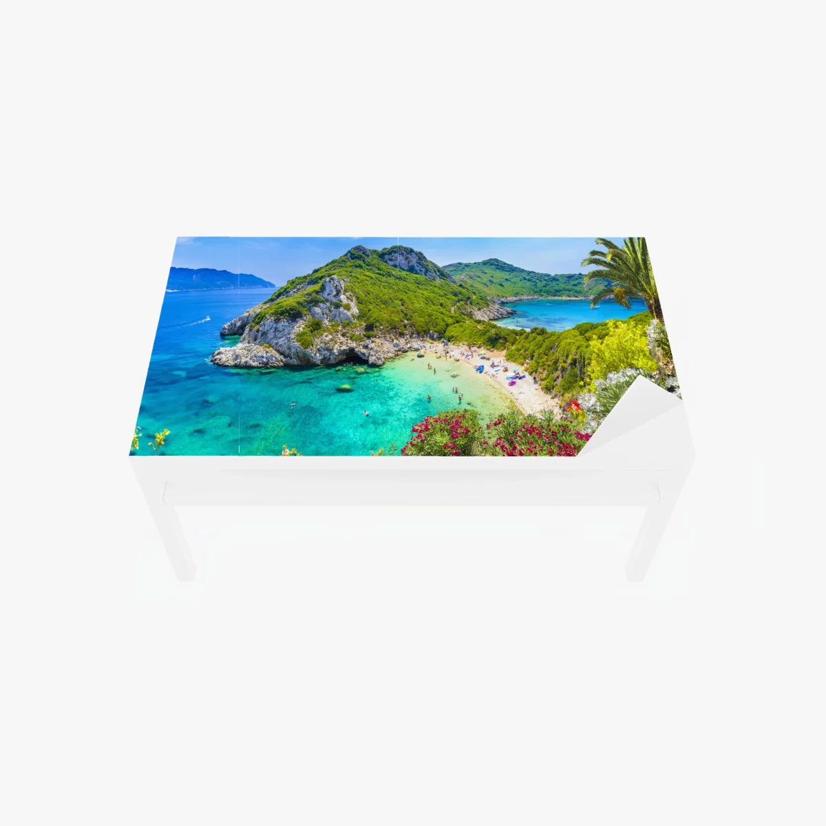 Tischaufkleber und Schreibtischaufkleber Porto Timoni panoramischer strand, Korfu – Wallnifity® Tischaufkleber und Schreibtischaufkleber Porto Timoni panoramischer strand, Korfu – Wallnifity®