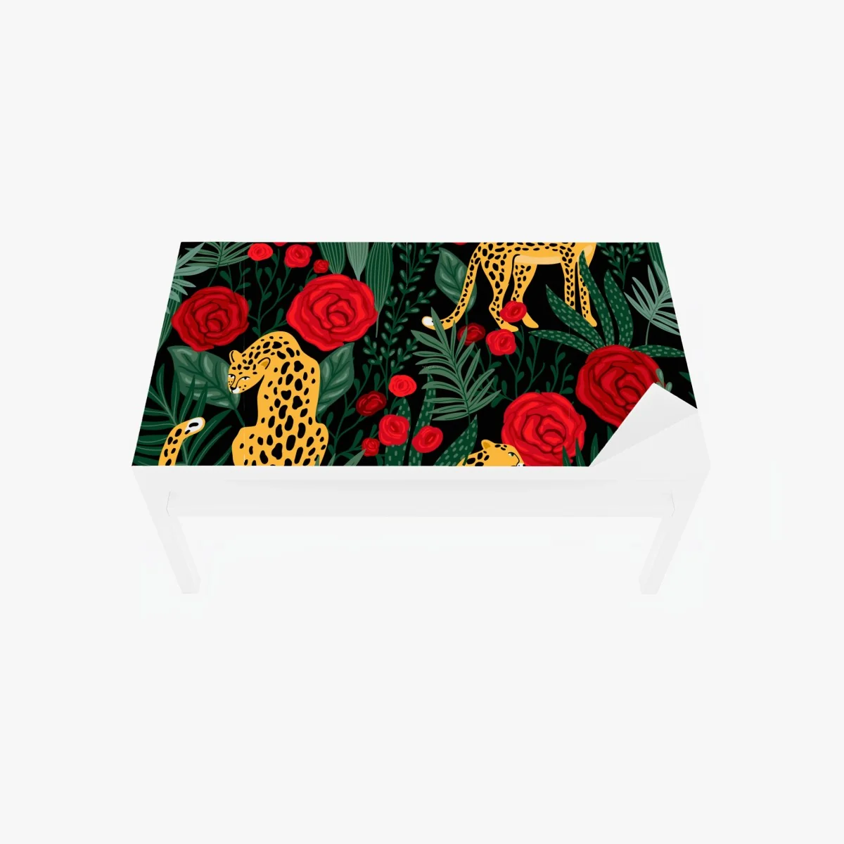 Tischaufkleber und Schreibtischaufkleber exotisches muster mit leoparden und rosen – Wallnifity® Tischaufkleber und Schreibtischaufkleber exotisches muster mit leoparden und rosen – Wallnifity®