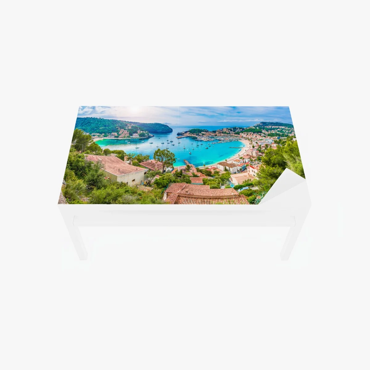 Tischaufkleber und Schreibtischaufkleber sonnige panoramaaufnahme von Port de Soller – Wallnifity® Tischaufkleber und Schreibtischaufkleber sonnige panoramaaufnahme von Port de Soller – Wallnifity®