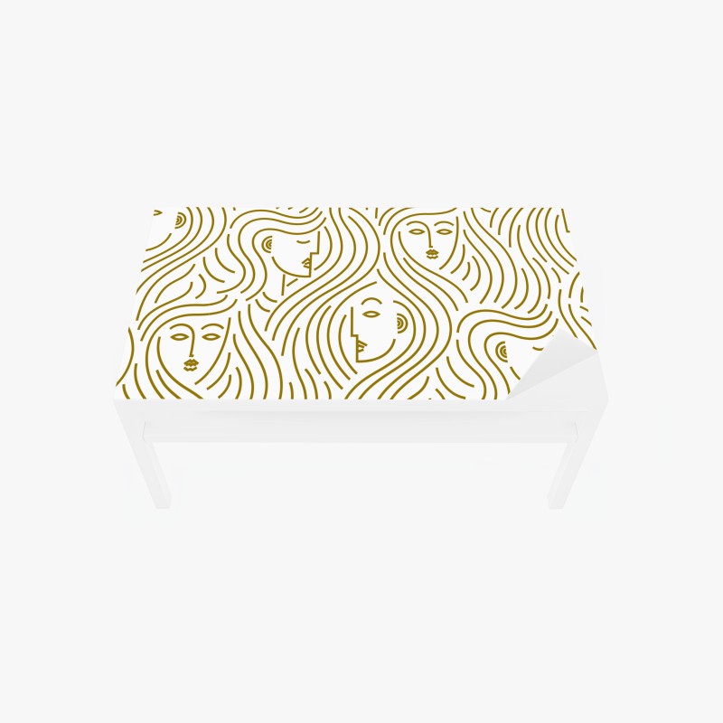 Tischaufkleber und Schreibtischaufkleber goldene fließende gesichter nahtloses muster