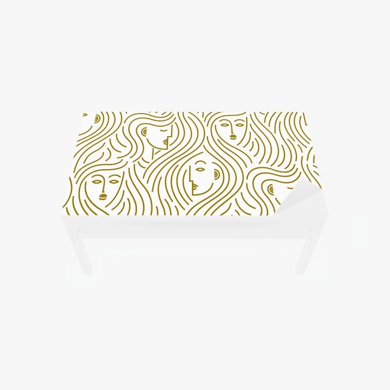 Tischaufkleber und Schreibtischaufkleber goldene fließende gesichter nahtloses muster