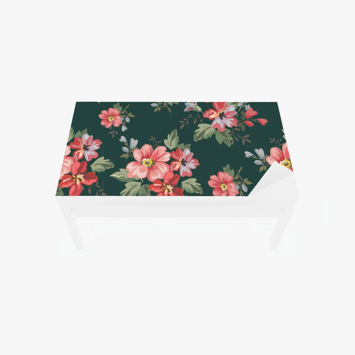 Tischaufkleber und Schreibtischaufkleber vintage rosa blumenmuster auf tiefgrün – Wallnifity® Tischaufkleber und Schreibtischaufkleber vintage rosa blumenmuster auf tiefgrün – Wallnifity®