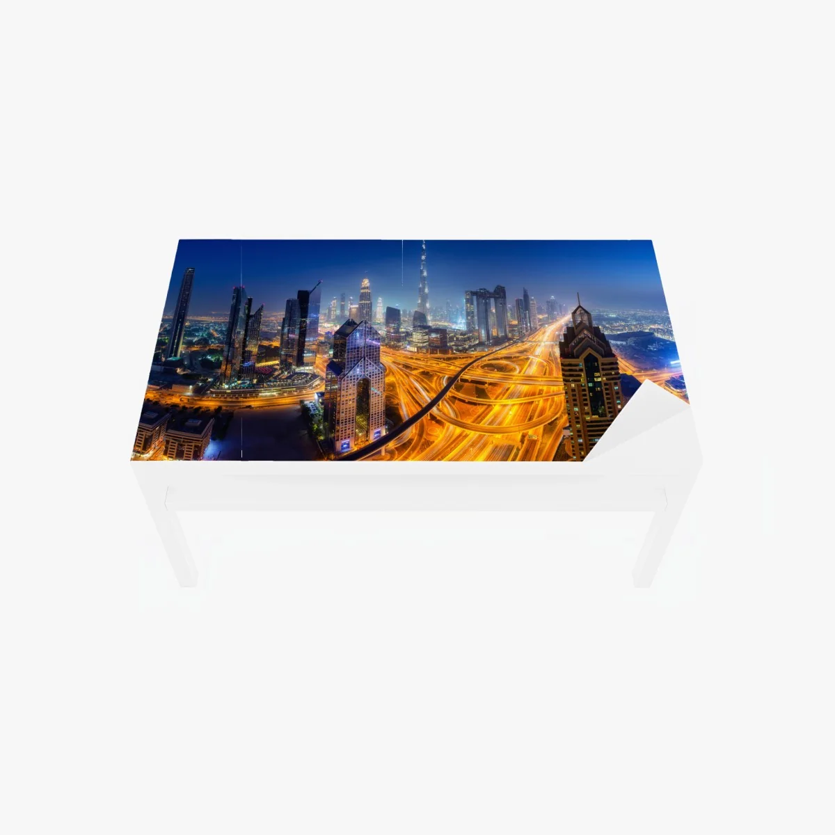 Tischaufkleber und Schreibtischaufkleber panorama der nächtlichen skyline von Dubai – Wallnifity® Tischaufkleber und Schreibtischaufkleber panorama der nächtlichen skyline von Dubai – Wallnifity®