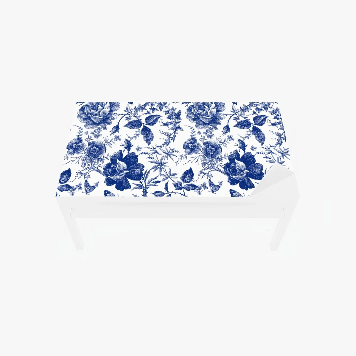Tischaufkleber und Schreibtischaufkleber blaues blumen toile-muster – Wallnifity® Tischaufkleber und Schreibtischaufkleber blaues blumen toile-muster – Wallnifity®