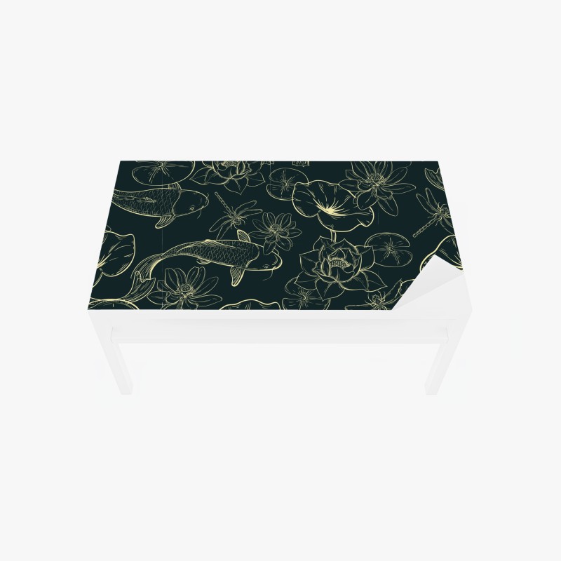 Tischaufkleber und Schreibtischaufkleber handgezeichnetes koi- und lotusmuster