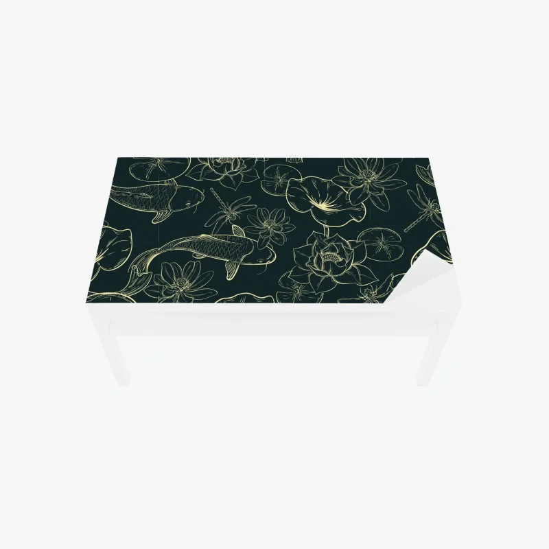 Tischaufkleber und Schreibtischaufkleber handgezeichnetes koi- und lotusmuster