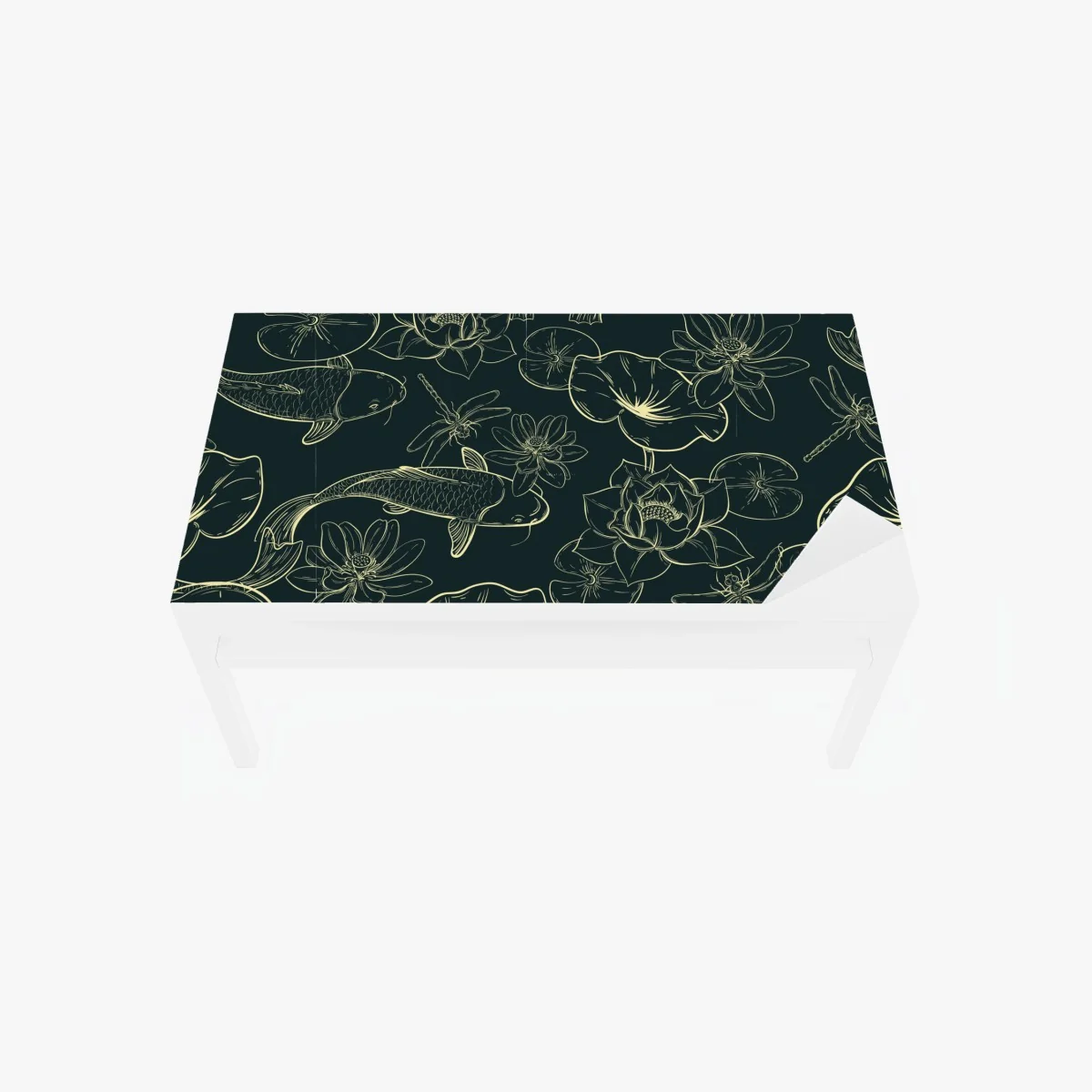 Tischaufkleber und Schreibtischaufkleber handgezeichnetes koi- und lotusmuster – Wallnifity® Tischaufkleber und Schreibtischaufkleber handgezeichnetes koi- und lotusmuster – Wallnifity®