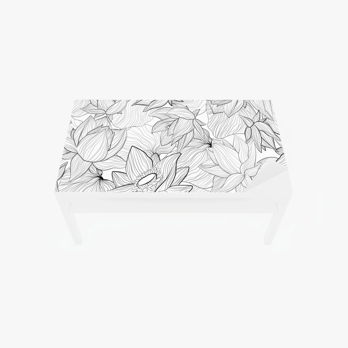 Tischaufkleber und Schreibtischaufkleber zarte lotus-linienzeichnung – Wallnifity® Tischaufkleber und Schreibtischaufkleber zarte lotus-linienzeichnung – Wallnifity®