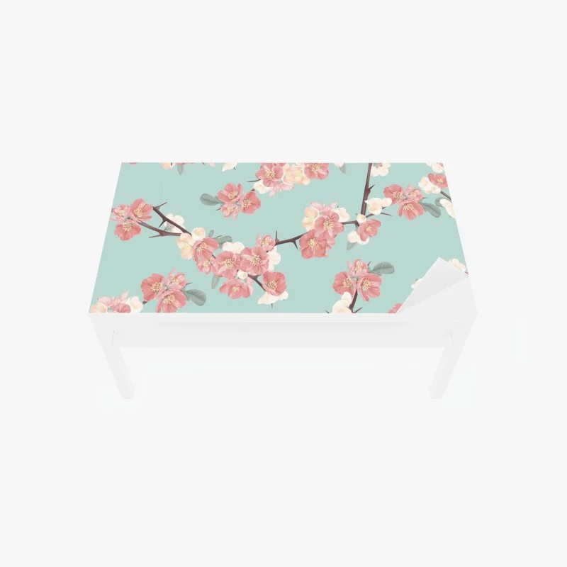 Tischaufkleber und Schreibtischaufkleber pastell tropisches vögel- und blumenmuster – Wallnifity®